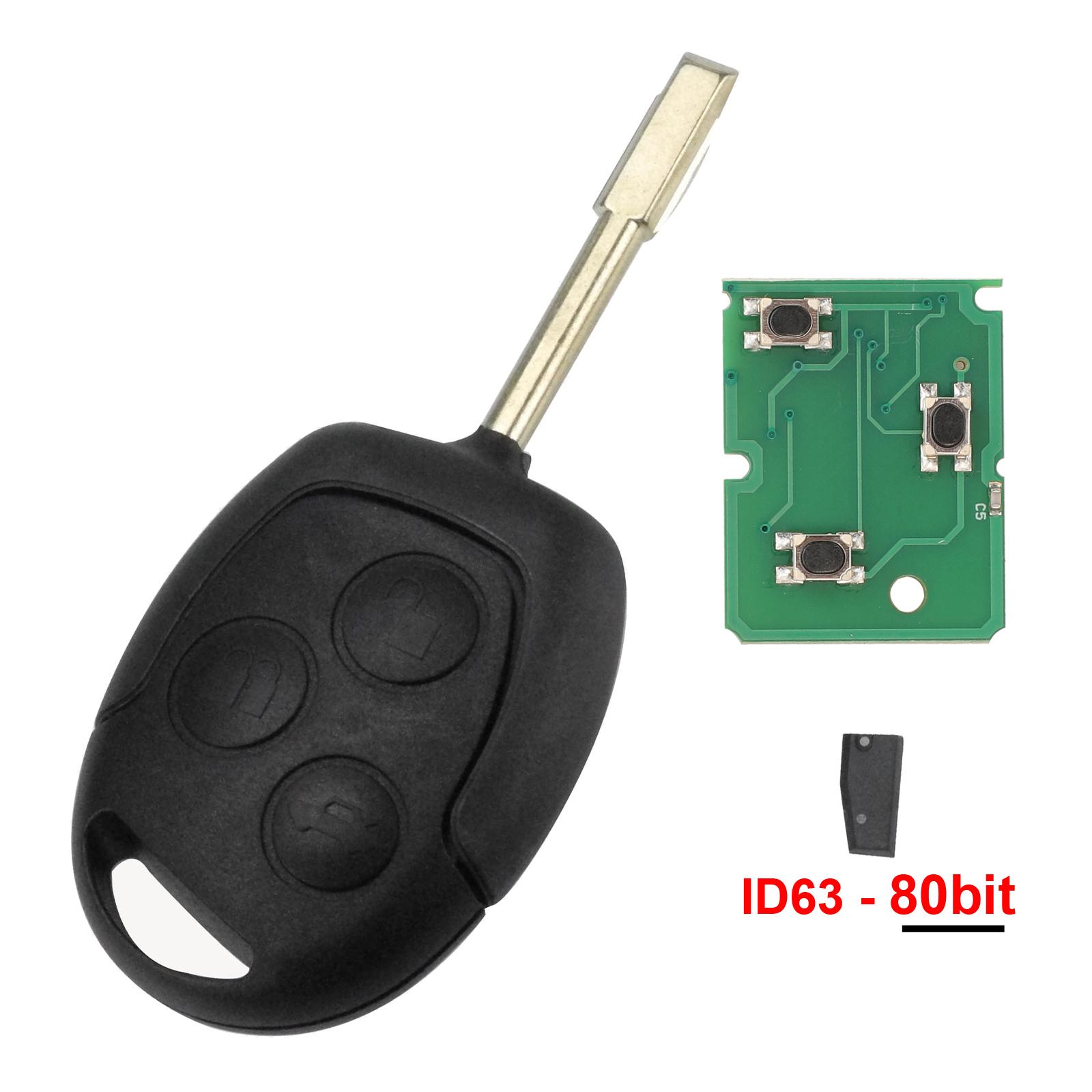 jingyuqin 3 gombos távirányítós kulcstartó 315MHz 433MHz 4D60 ID63 chip Ford Mondeo Focus Fusion Fiesta Galaxy Transit teljes autókulcs 10pieces fehér csillogó színű