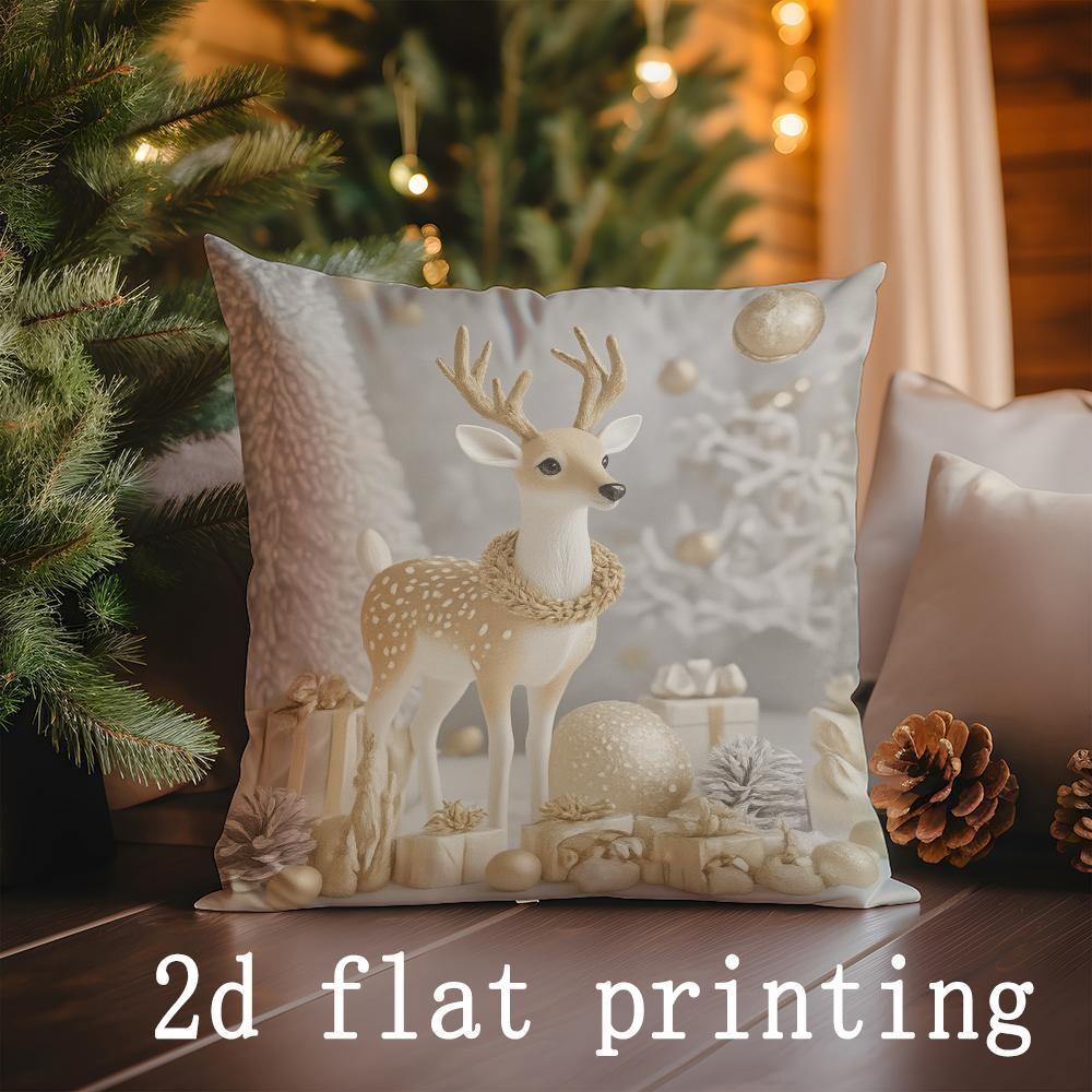 Home Decor Christmas-themed Cute Characters Pillow Covers Pattern Cushion Cover Suitable for Sofa Bedroom Car Pillow Cover