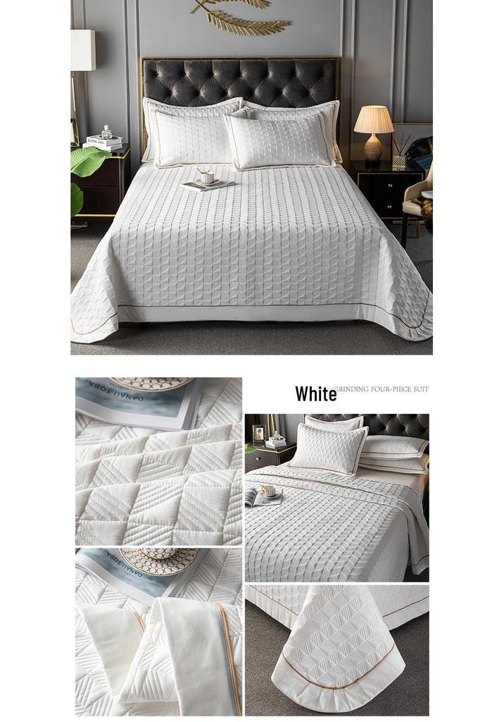 All-Season Solid Color Quilted Bedding Set with Duvet Insert and Cotton Padding