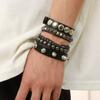 2026 Retro Punk Star Spikes Rivet Skull Studded Bracelet Black White Pu Leather Wristband Men Women Jewelry Gothic Accessories