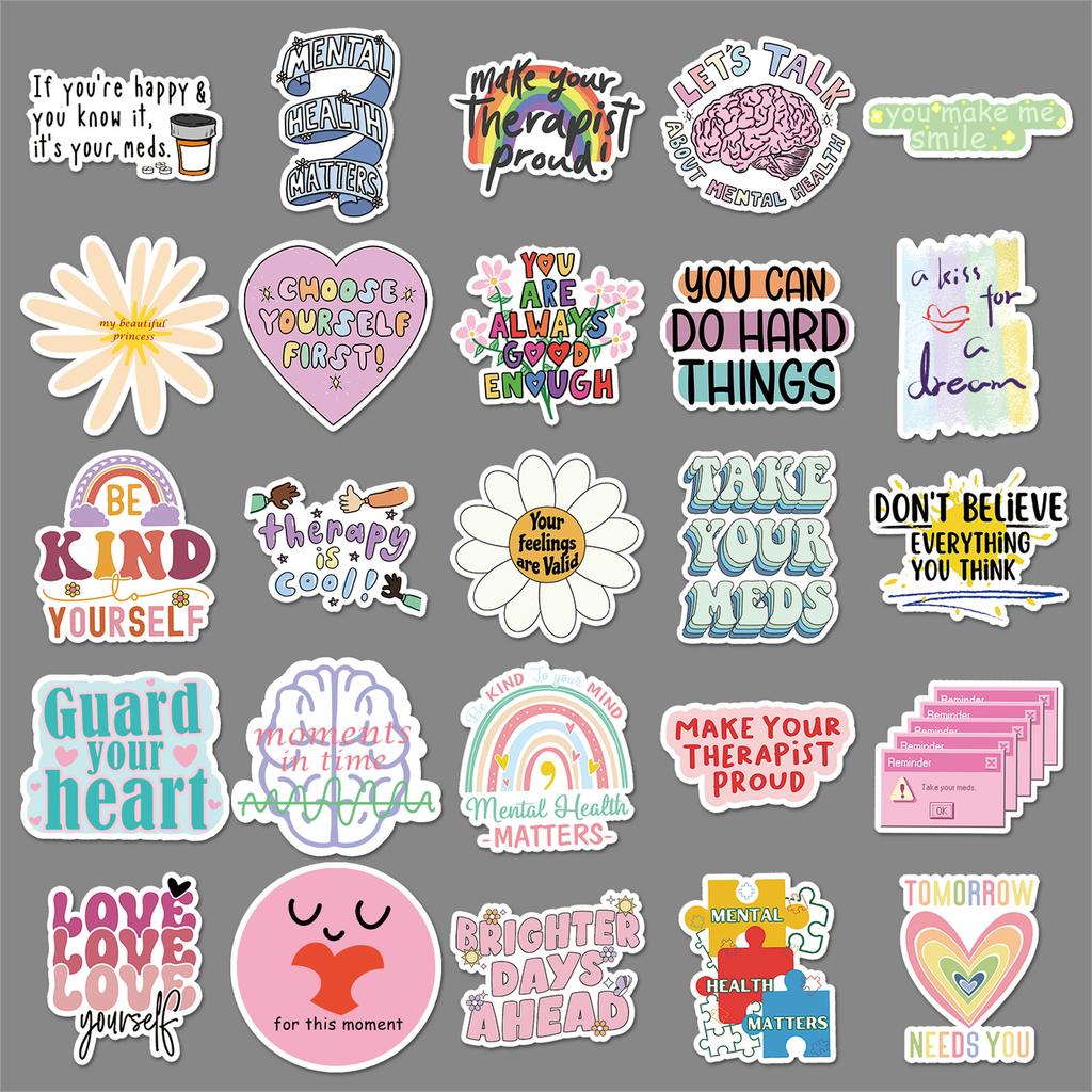 100 Mental Health Graffiti Stickers Personalized Depression English Slogan Decorative Water Cup Computer Stickers