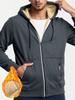 Autumn New Men's Casual Fleece Lined Hooded Zipper Sweatshirt Jacket Solid Color Warm Sportswear Male Fashion Outerwear