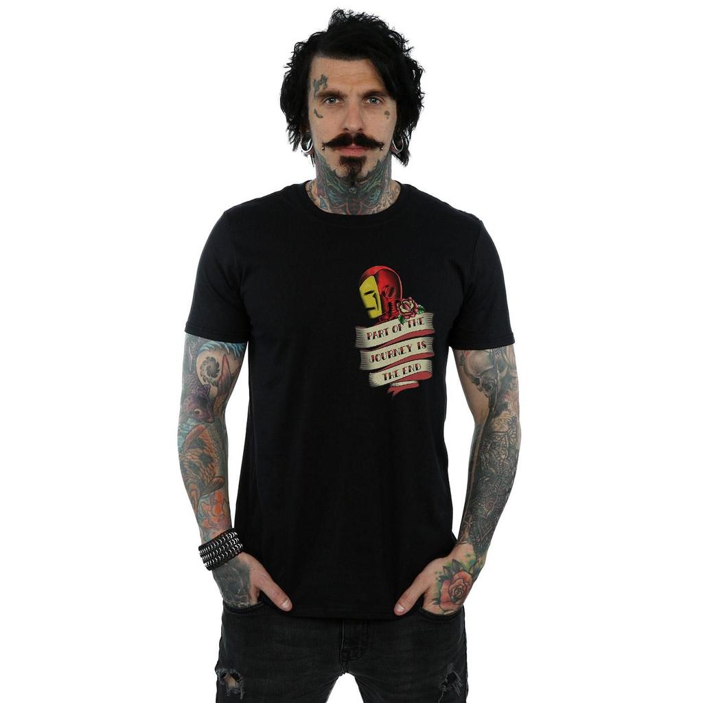 Marvel Mens Iron Man Tattoo Journey Breast Print T-Shirt