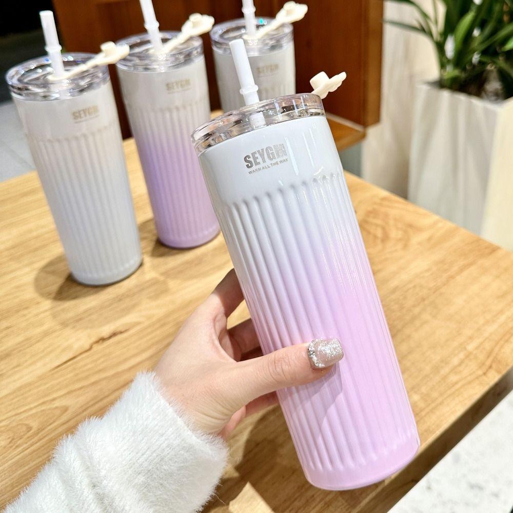 500ml Hot Cold Water Bottle 304 Stainless Steel Insulated Cup Portable Straw Cup  Outdoor