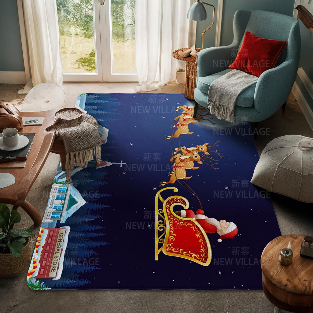 House Entrance Carpet Home Door Mat Living Room Bath Foot Bathroom Non-slip Water Absorption Rugs Bath Merry Christmas Winter
