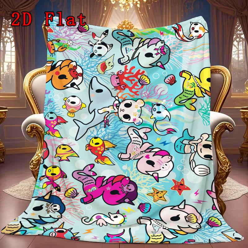 Glam Tokidoki 2D Flat Pattern Flannel Blanket High quality All Seasons Warmth and Comfort Perfect for Christmas Gifts.FMT261012015