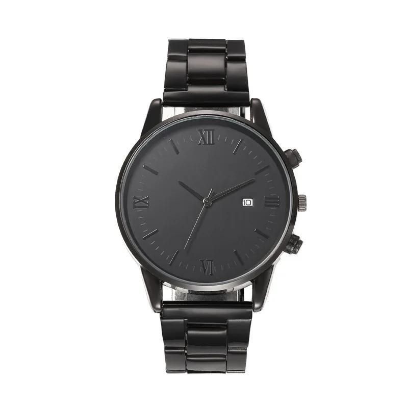 Fashion Men Business Watches Black Steel Band Roma Dial Calendar Quartz Watch Wristwatches Male Clock Reloj Hombre Montre Homme