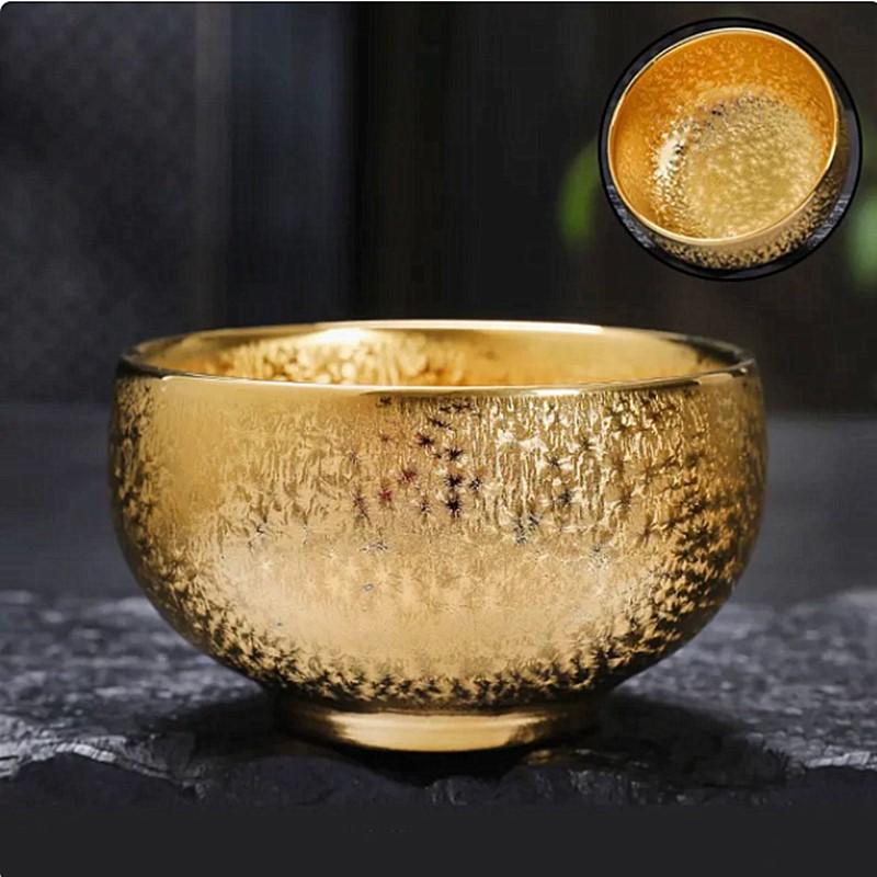 

120 мл высококачественная посеребренная керамическая чайная чашка ручной работы Zen Master Cup индивидуальная портативная красивая чайная чашка китайские чайные аксессуары 8x4.5cm 120ml золотистый