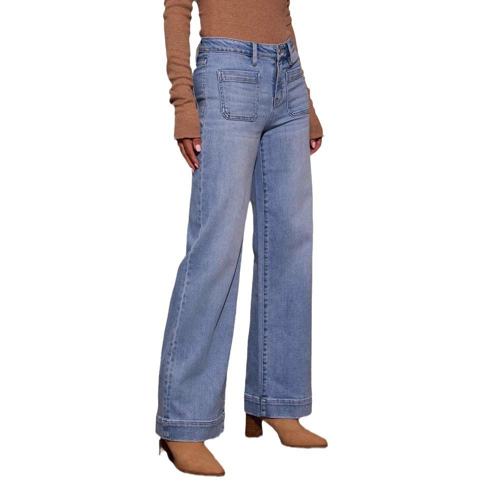 High Waisted Straight Leg Jeans Women's Spring Wide Leg Retro Pants