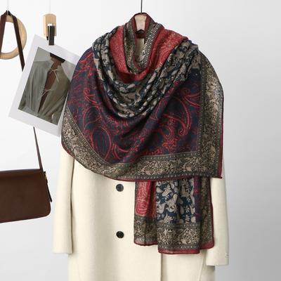 Paisley Scarf Hijab For Woman Cashmere Shawls Pashmina Tassel Hijab Head Wraps Femme Winter Scarves Foulard Bufand 180*80Cm
