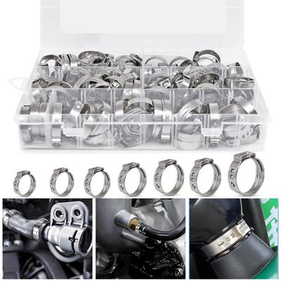 80 Adet Paslanmaz Çelik Tek Kulaklı Hortum Kelepçeleri Paslanmaz Korozyona Dayanıklı Yaygın Olarak Kullanılan Sıkıştırma Bağlantılı Tek Kulaklı Hortum Kelepçeleri