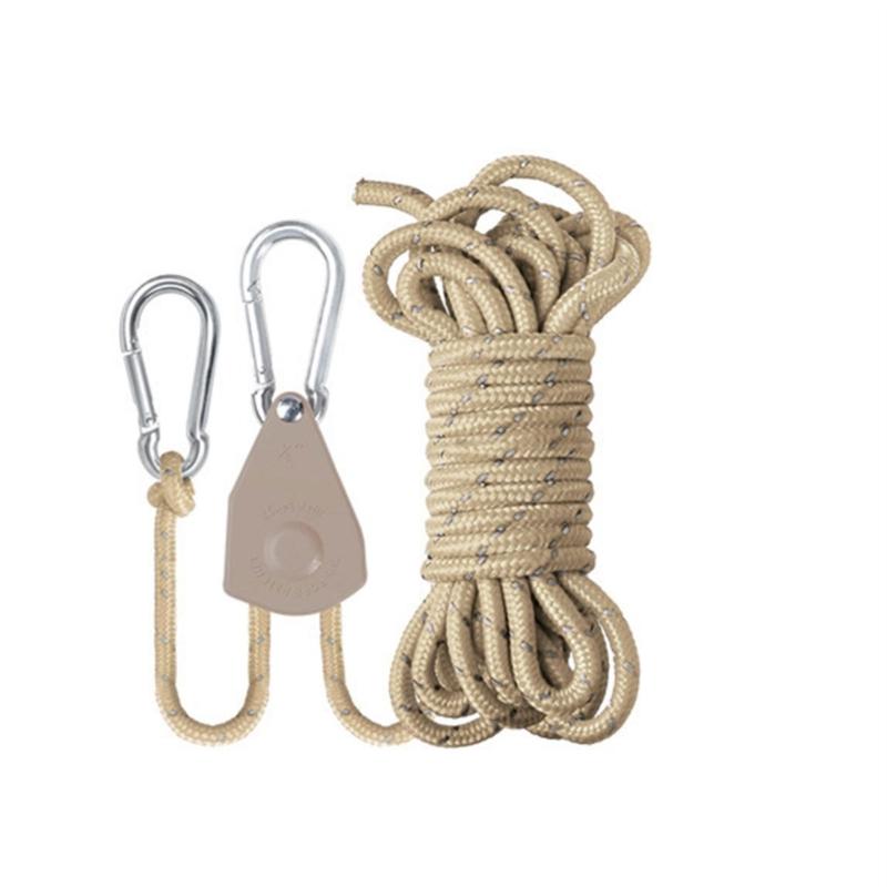 Tent Tie Downs Rope Hangers Camping Pulley Rope Adjustable Reflective Tie Downs Rope Hangers Tent Guide Rope for Outdoor