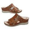 Summer new large size wind light slope heel women's slippers metal belt buckle beach shoes women