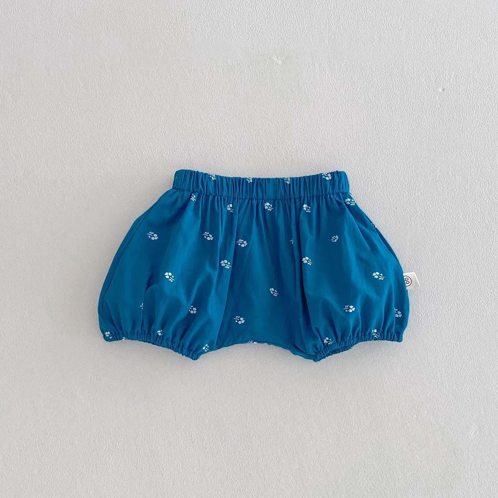 Summer Floral Embroidered Baby Girl Set with Peter Pan Collar and Bubble Sleeves