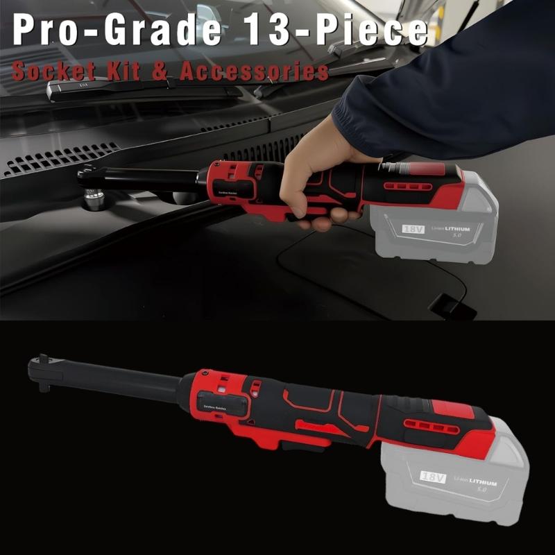 Cordless Electric Wrench With Builtin LED Light 45 Ft Lbs High Torque For Automotive Repair And Mechanical Maintenance
