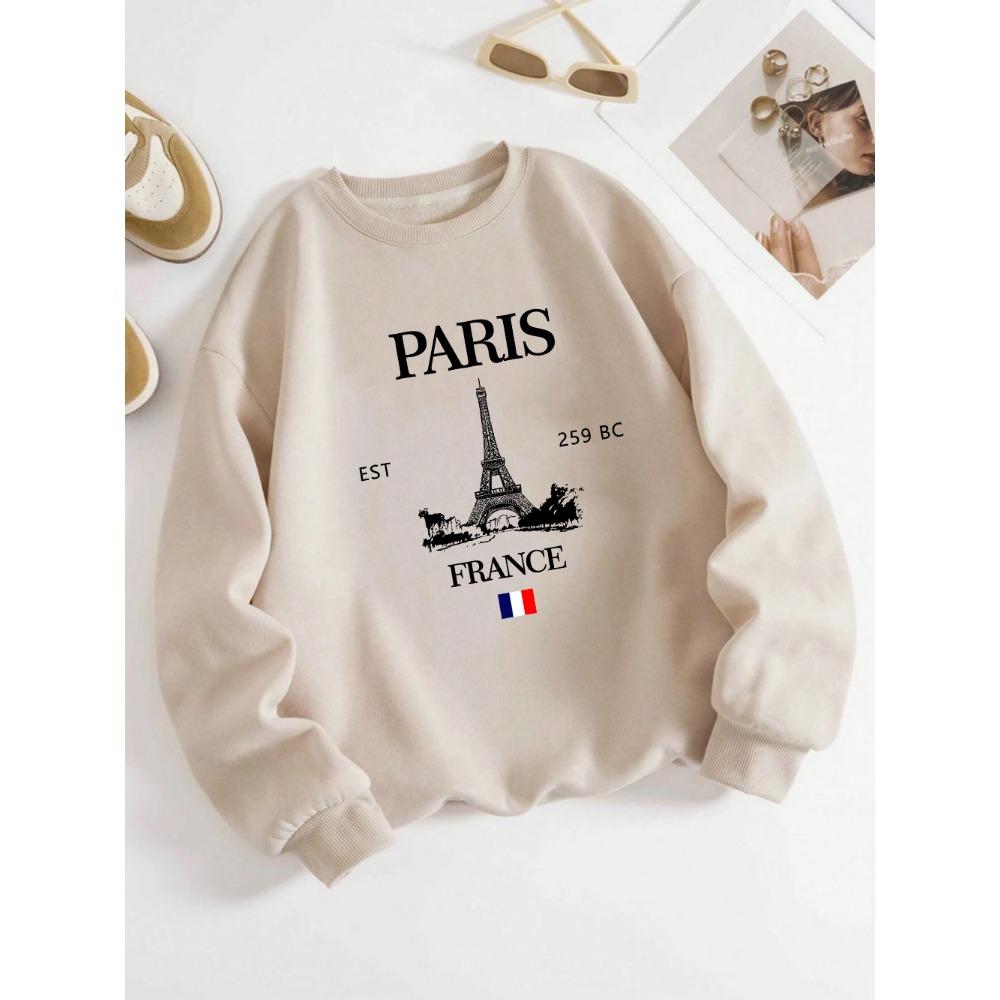 Fashion Womens Hoodie Paris France Eiffel Tower Printing Sweatshirt Warm Comfortable Pullovers Autumn Female Streetwear