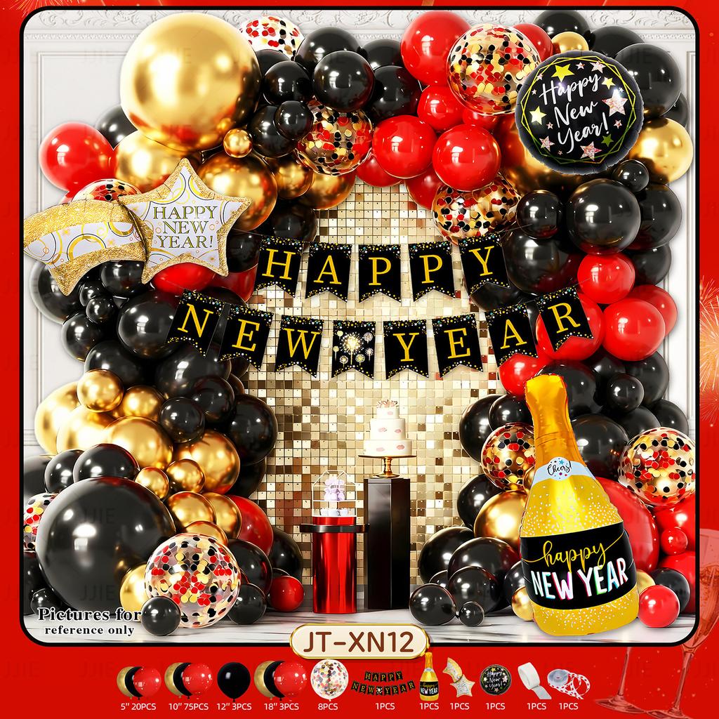 Red, Black And Gold Arch Balloon Set Thickened Birthday Decorations Party Metal Balloon Set