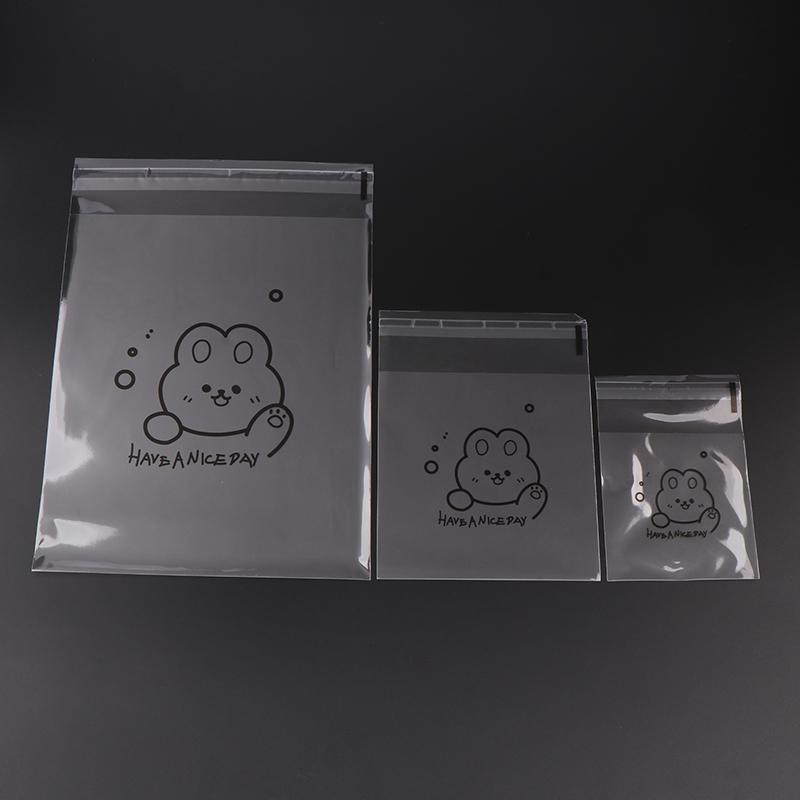 100 de bucăți cu model de urs de desene animate, paine transparentă, ambalaj cadou, pungă cu auto-sigilare, binecuvântare de zi cu zi fericită, pungi pătrate Opp imprimate
