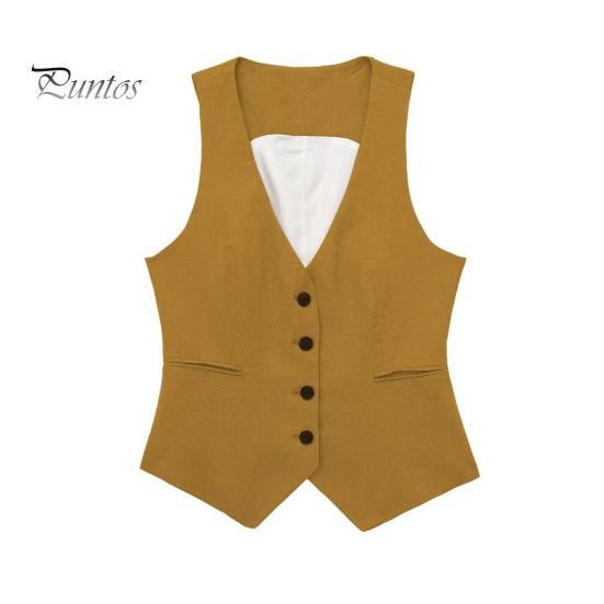 

Женский жилет с V-образным вырезом, однобортное пальто без рукавов, повседневный жилет с карманами, женская нарядная жилетка, куртка XS темно-желтого