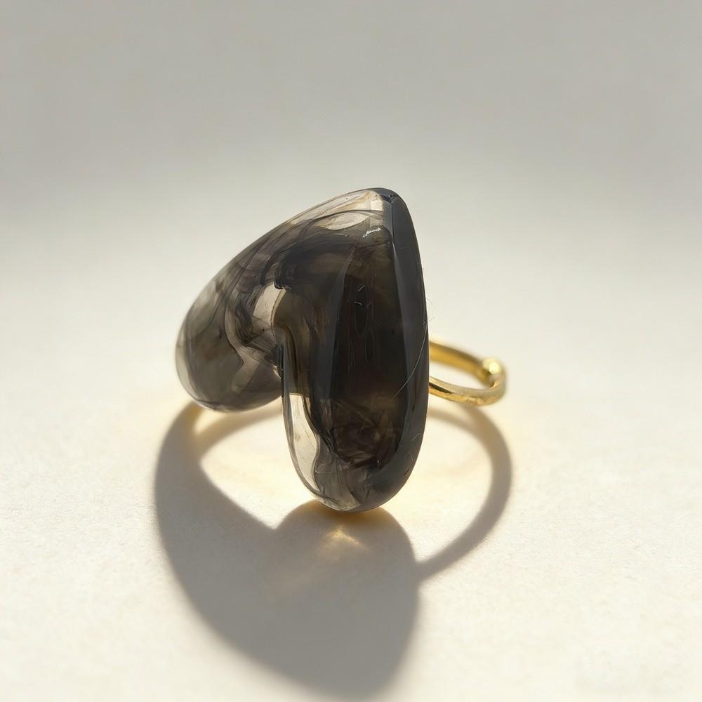 

Niche Design heart Resin Ring Simple Adjustable Ring Fashion Open Mouth Ring Men/Women