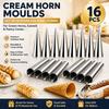 16pcs Non Stick Cone Cream Horn Mold Stainless Steel Croissant Conical Tube Mold  Kitchen Baking