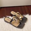 Xiaoxiangfeng square head open-toed flip-flops new summer wear beach seaside non-slip toe cold slippers