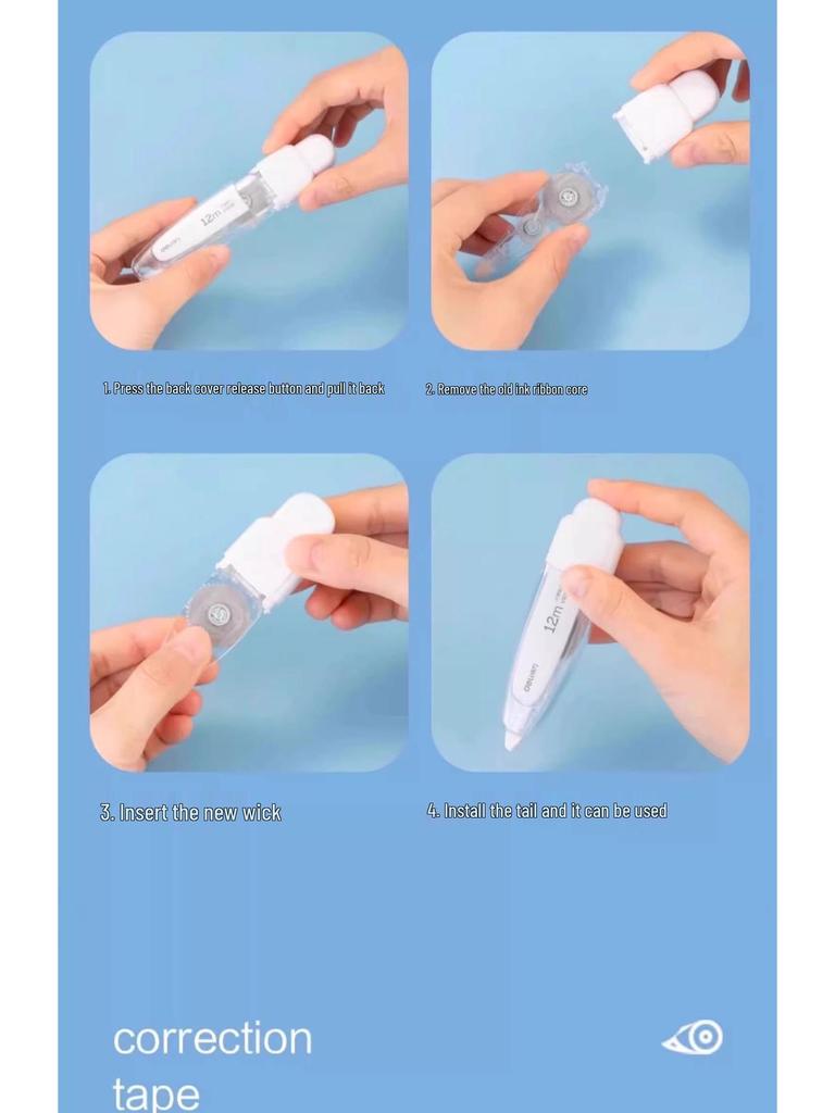 Deli Student Correction Tape with Replaceable Core - Large Capacity & Easy Press-to-Use