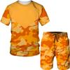 Set cu imprimeu camuflaj de vară Costum Hip Hop Harajuku Sport 2 piese Îmbrăcăminte sport supradimensionată Tricou Pantaloni scurți de plajă Ținute Haine pentru bărbați