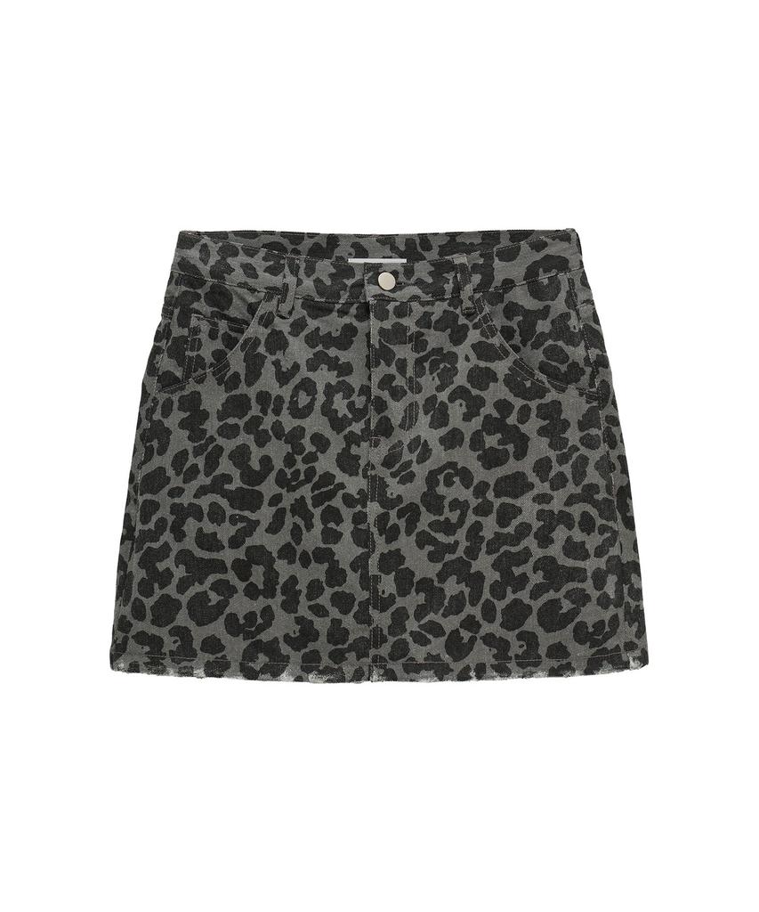 ERER Leopard Mini Skirt Gray