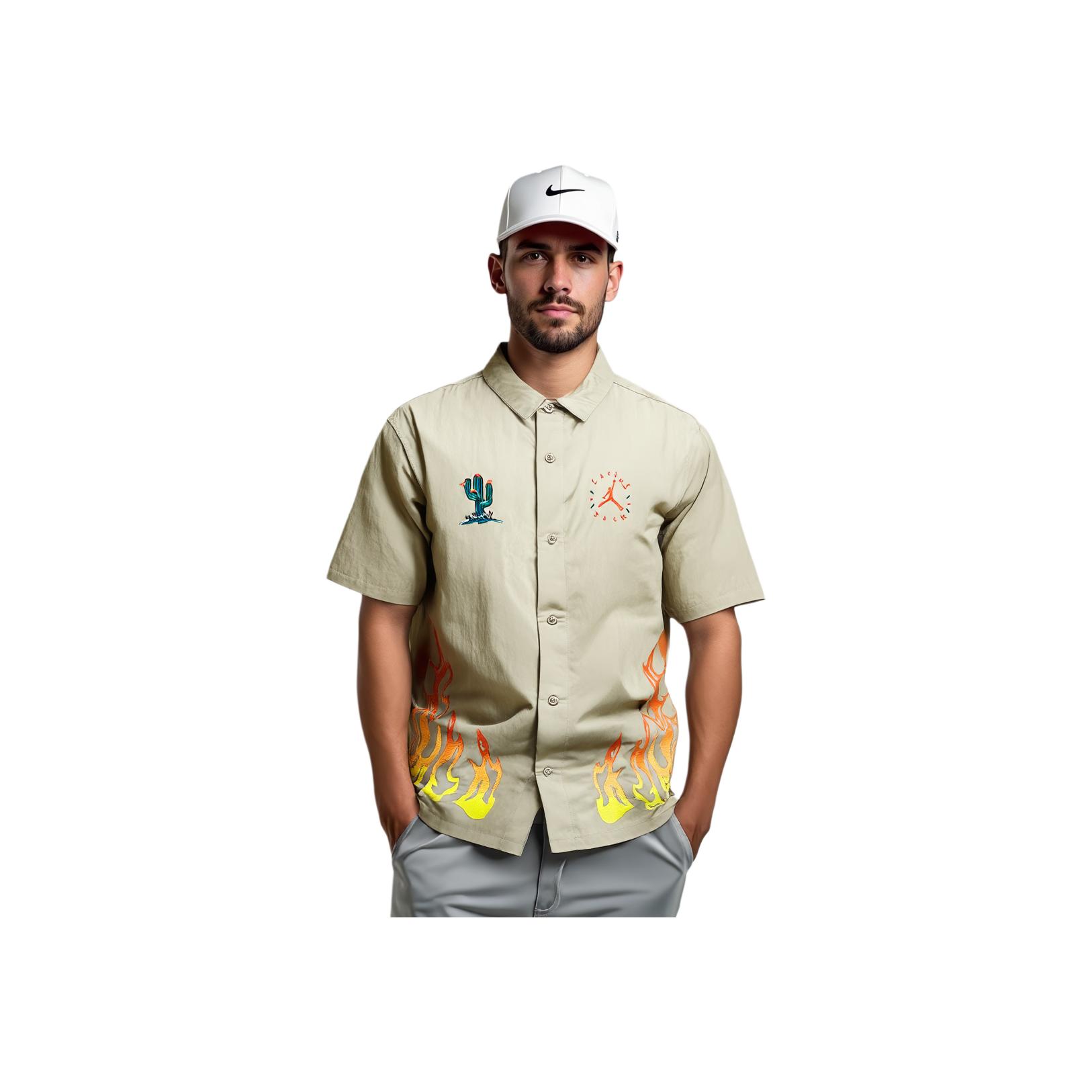 

Повсякденна сорочка з короткими рукавами з вишивкою Jordan 6 x Travis Scott, чоловічі топи хакі CW3131-247 M