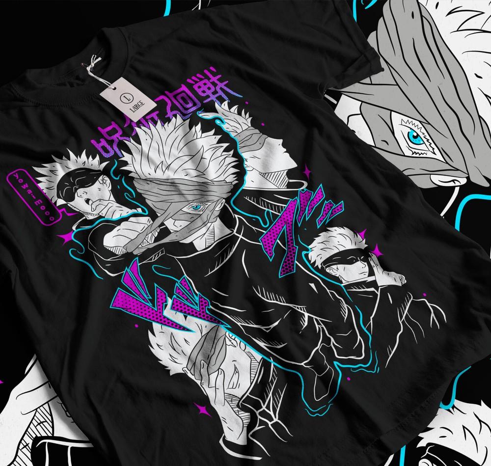 

Gojo Satoru T-Shirt Jujutsu Kaisen best Anime manga lover black t-shirt 011 XL