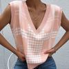 Vintage Fashion Elegant Casual Autumn and Winter Women's Kilobird Check Knitted Sweater Vest