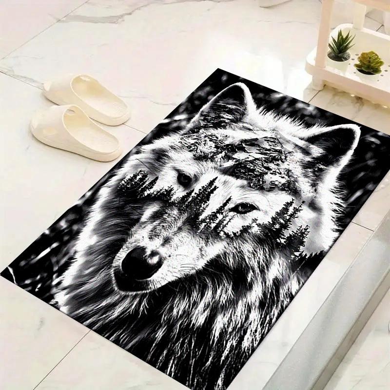 Wolf Head Carpet Rug for Living Room Bedroom Home Sofa Decoration,Kids play Non-slip Floor Mat