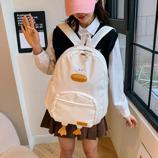 Cute Duck Backpack Teens Nylon School Bag Large Capacity Duck Daypack with Adjustable Strap for Students Travel Daily Outing Street