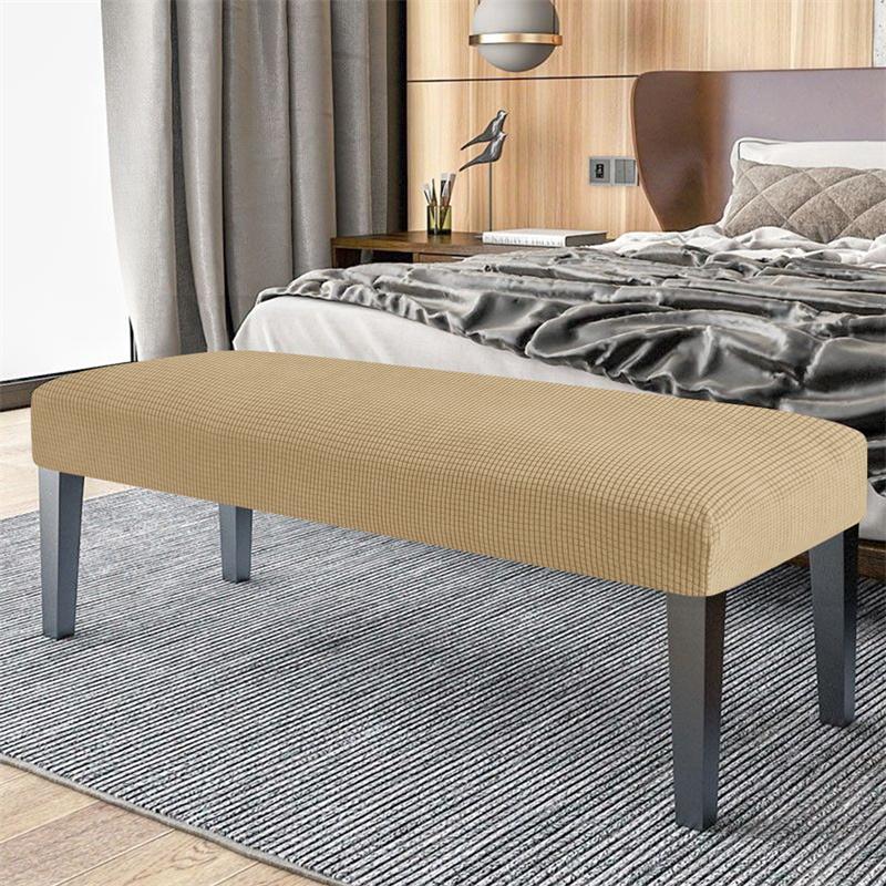 1Pc Elastic Ottoman Cover Rectangle All-Inclusive Stool Covers Solid Color Bench Seat Covers Anti-Dirty Removable Home Decor