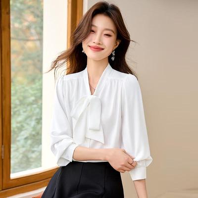 Women's Elegant Chiffon Bow Tie Blouse