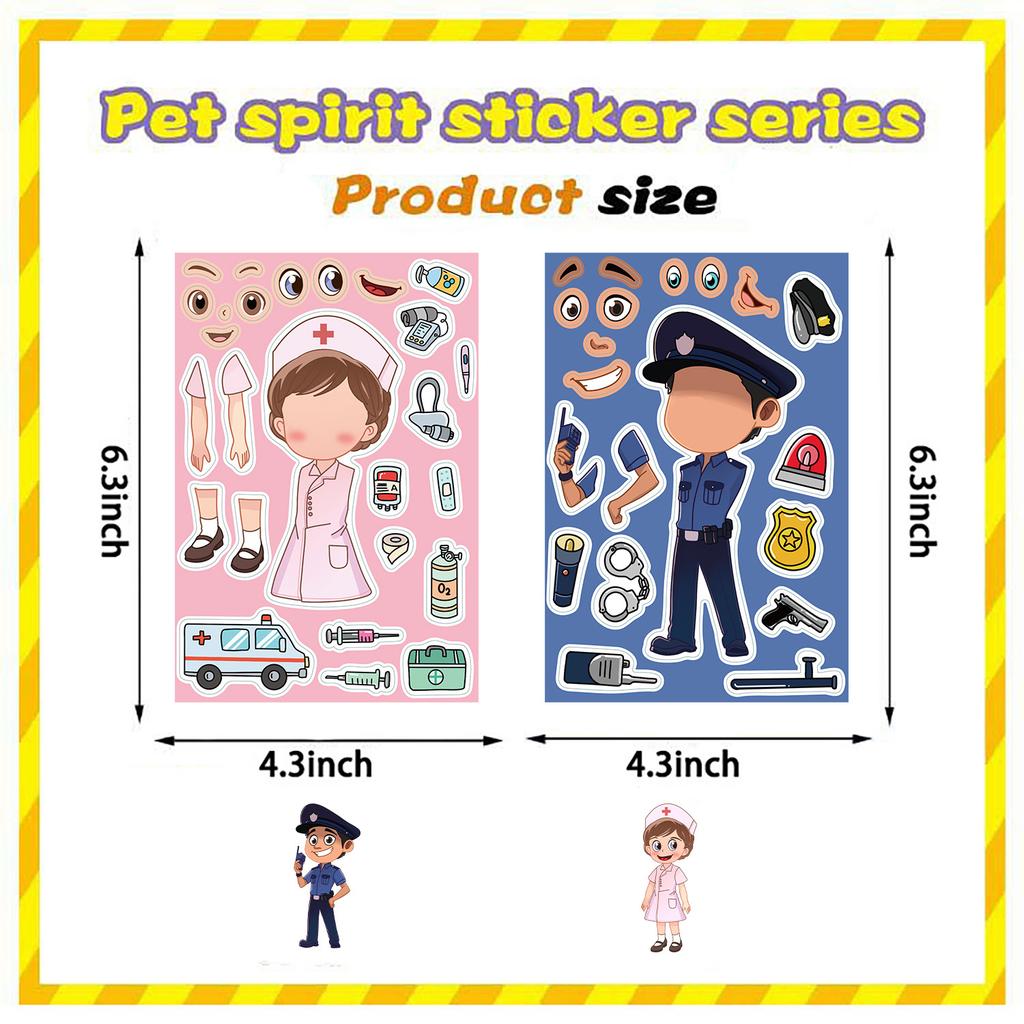 8 Types of Professional Doctors, Nurses, Firefighters Collage Hands-on DIY Handbook Mobile Phone Case Decoration