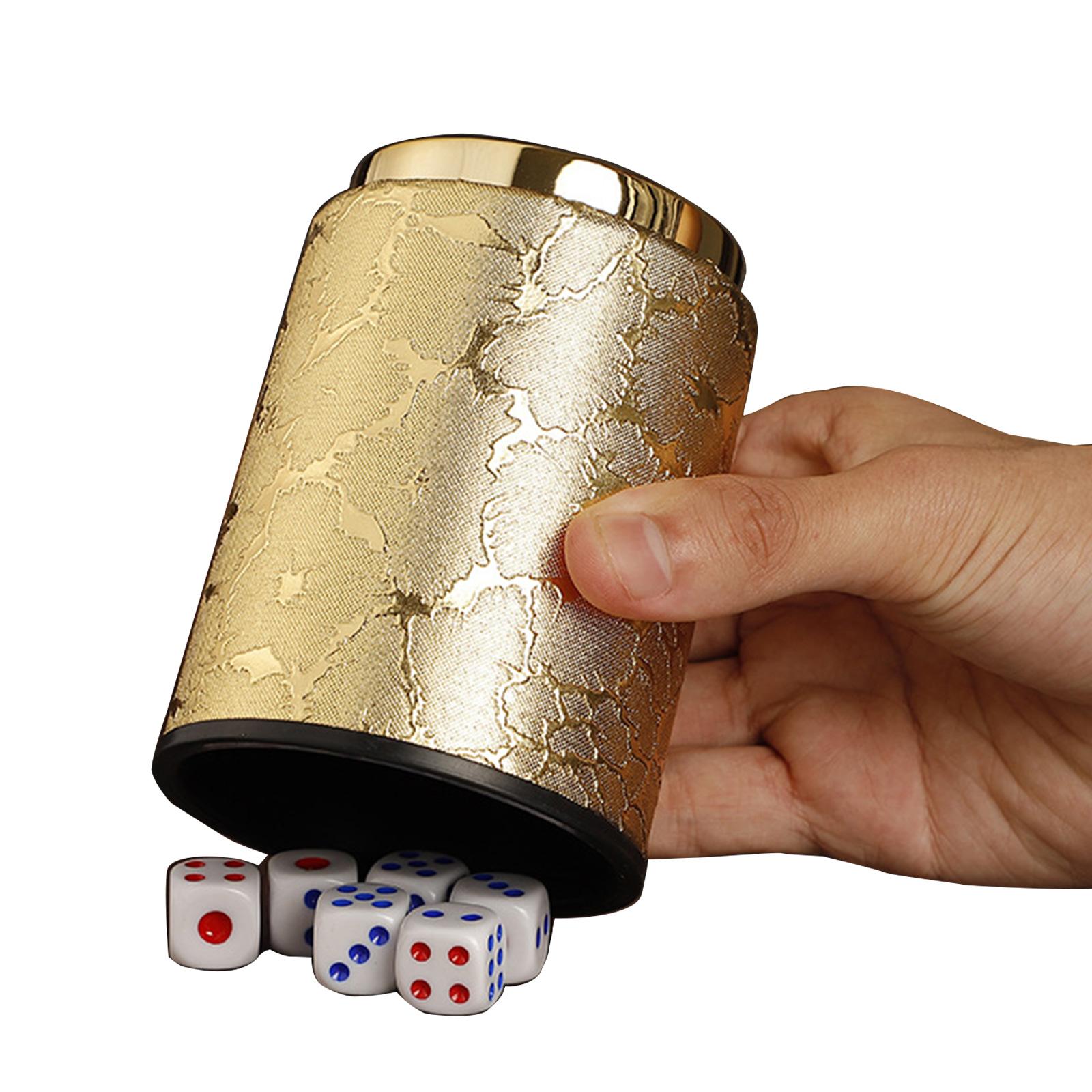 

Контейнер для встряхивания кубиков с набором из 6 кубиков для настольной игры, чашка для кубиков из искусственной кожи, прочная, удобная для рук 6