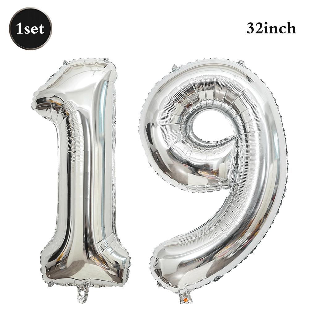 32inch Silver Number Foil Balloons Large Digit 0-9 Helium Globos Happy Birthday Party Decor Wedding Anniversary Graduation 2026