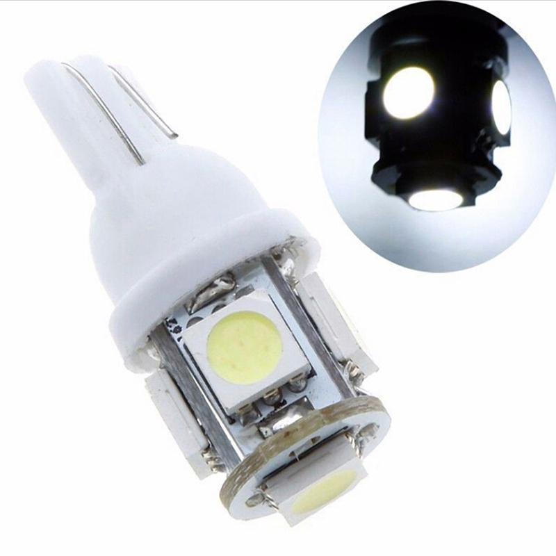 10Pcs White T10 Wedge 5-Smd 5050 5W5 Led License Plate Bulbs Indicator Light
