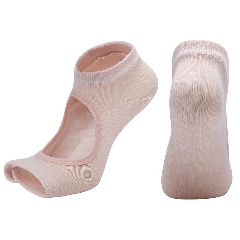 Novas meias profissionais de ioga com dois dedos, femininas, sem costas, respiráveis, com babados, balé, pilates, meias de silicone antiderrapantes, para dança, esportes