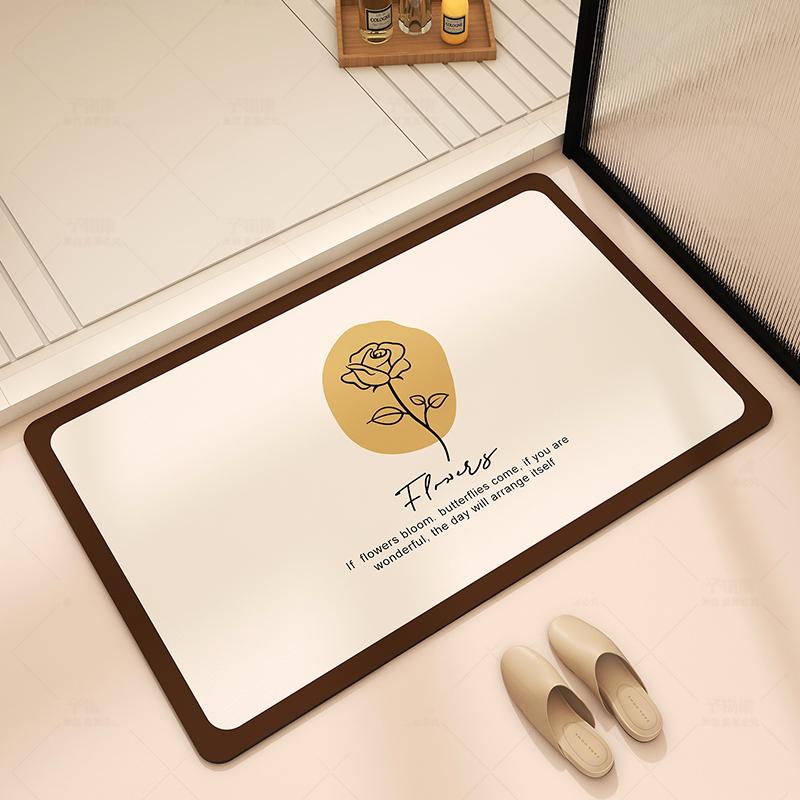 Bathroom Absorbent Floor Mat, Diatom Mud Quick-drying Mat, Toilet Door Carpet, Toilet Anti-skid and Anti-drop Foot Mat