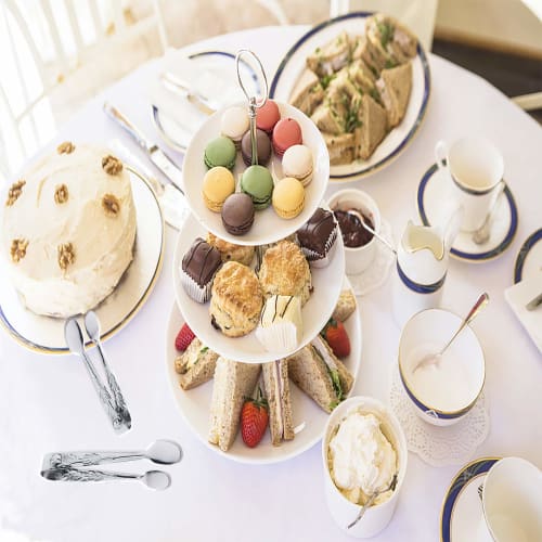 Sunenlyst Mini Serving Tongs, 4-inch Rose Stainless Steel Sugar Cube Tongs, Silver Small Ice Tongs for Tea/Coffee Parties, Appetizers, and Desserts (S