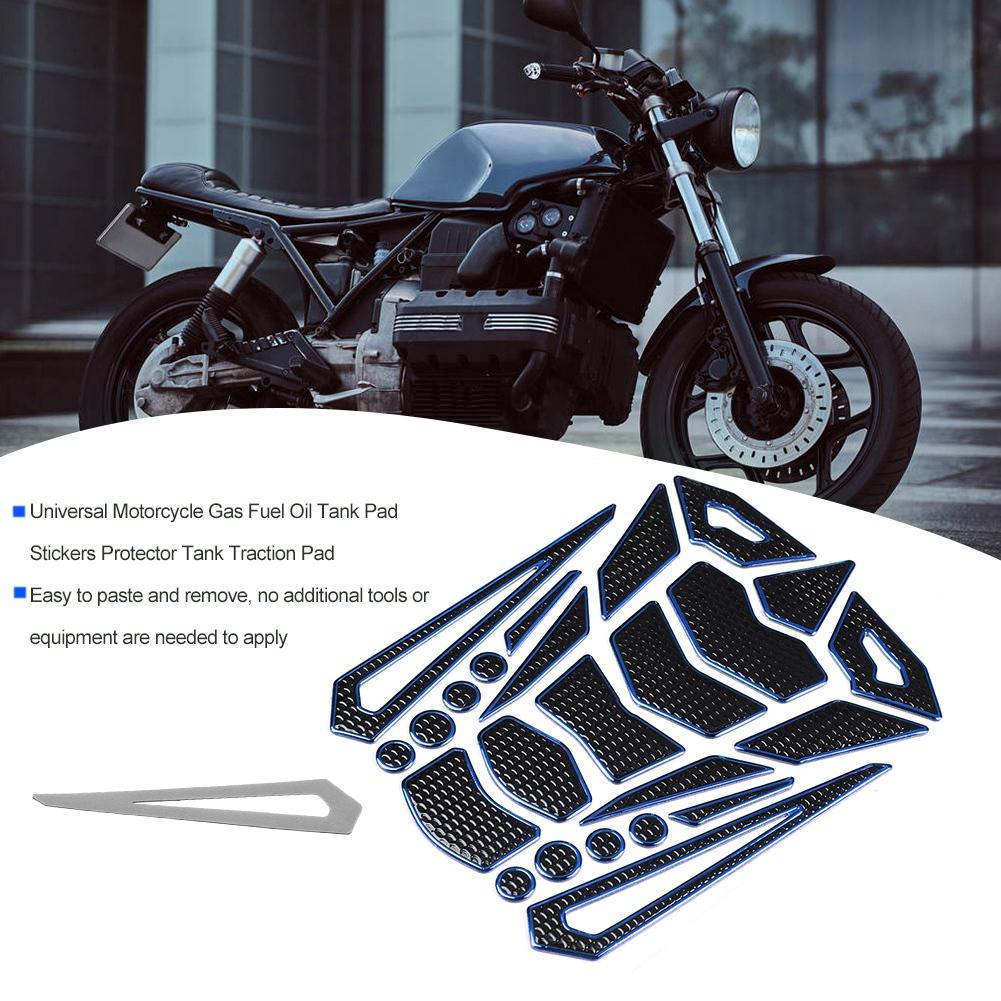 Universal Motorcycle Gas Fuel Oil Tank Pad Stickers Protector Tank Traction Pad(blue edge)
