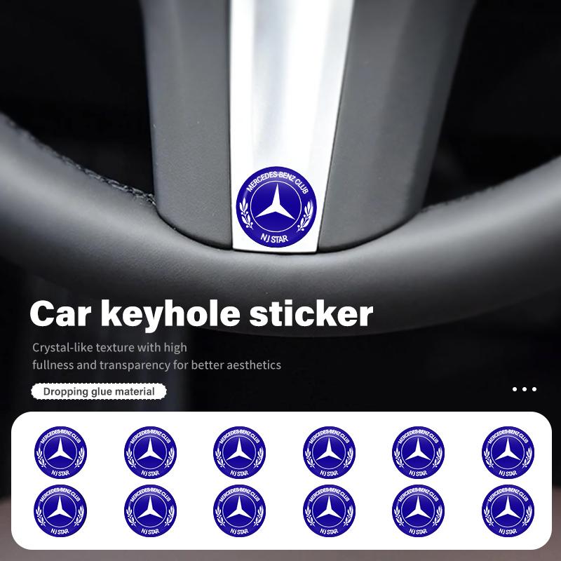 CRS1 8pcs Car Door Keyhole Sticker Lock Protector Anti-blocking Decal For Mercedes Benz AMG A C E S G Class W201 W210 W108 W204 W205