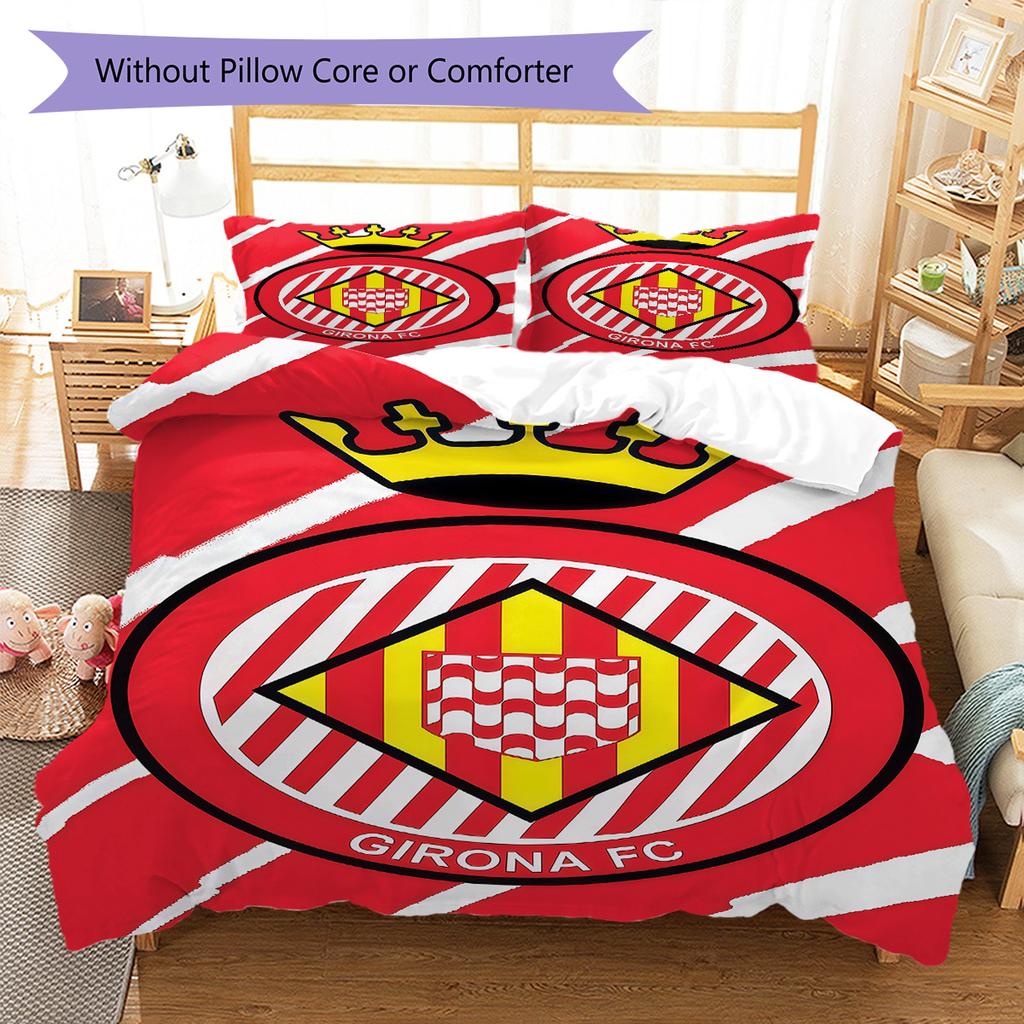 Girona FC Poster Bedding Quilt Set Quilt Cover Pillowcase Home Decoration Birthday Gift (1 * Duvet Cover + 2 * Pillowcase, Without Core)