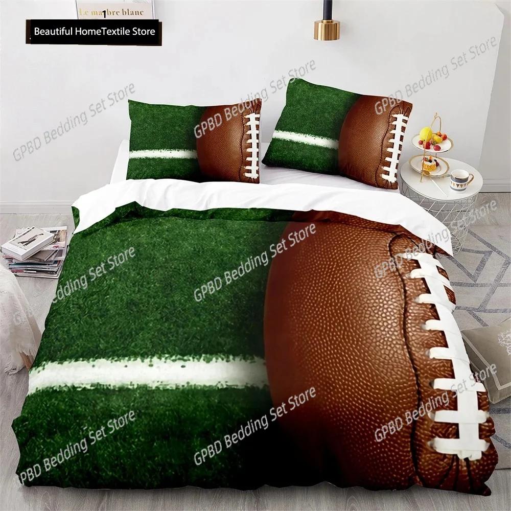 American Football Bettbezug Set 3D Sport Rugby Spieler Polyester Bettdeckenbezug Für Männer Teenager Junge Kind Bettwäscheset King Queen