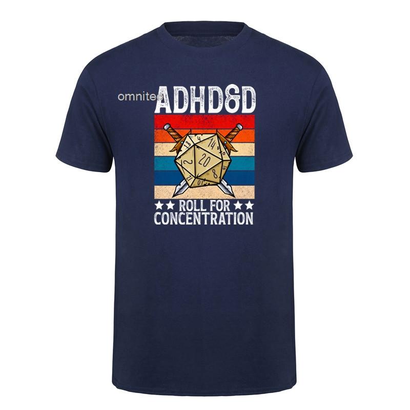 ADHDD Roll for Concentration Tshirt Unisex Funny Gamer Dungeons DM RPG Dice Dragon T Shirts Summer Streetwear Gifts HJ051