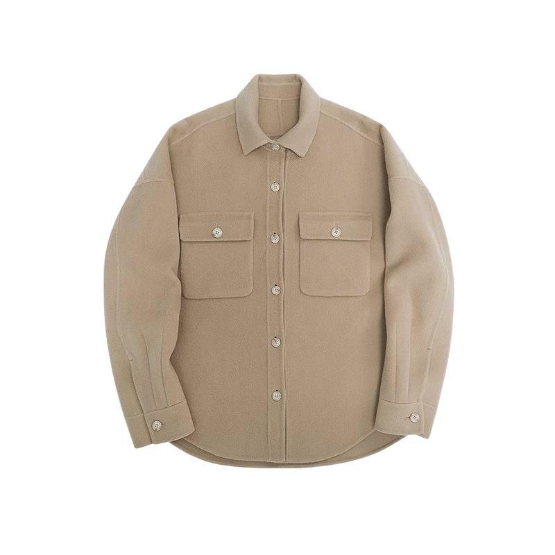 Men's Khaki Korean-Style Wool Coat: Autumn/Winter Loose Fit, Double-Sided Pocket Jacket