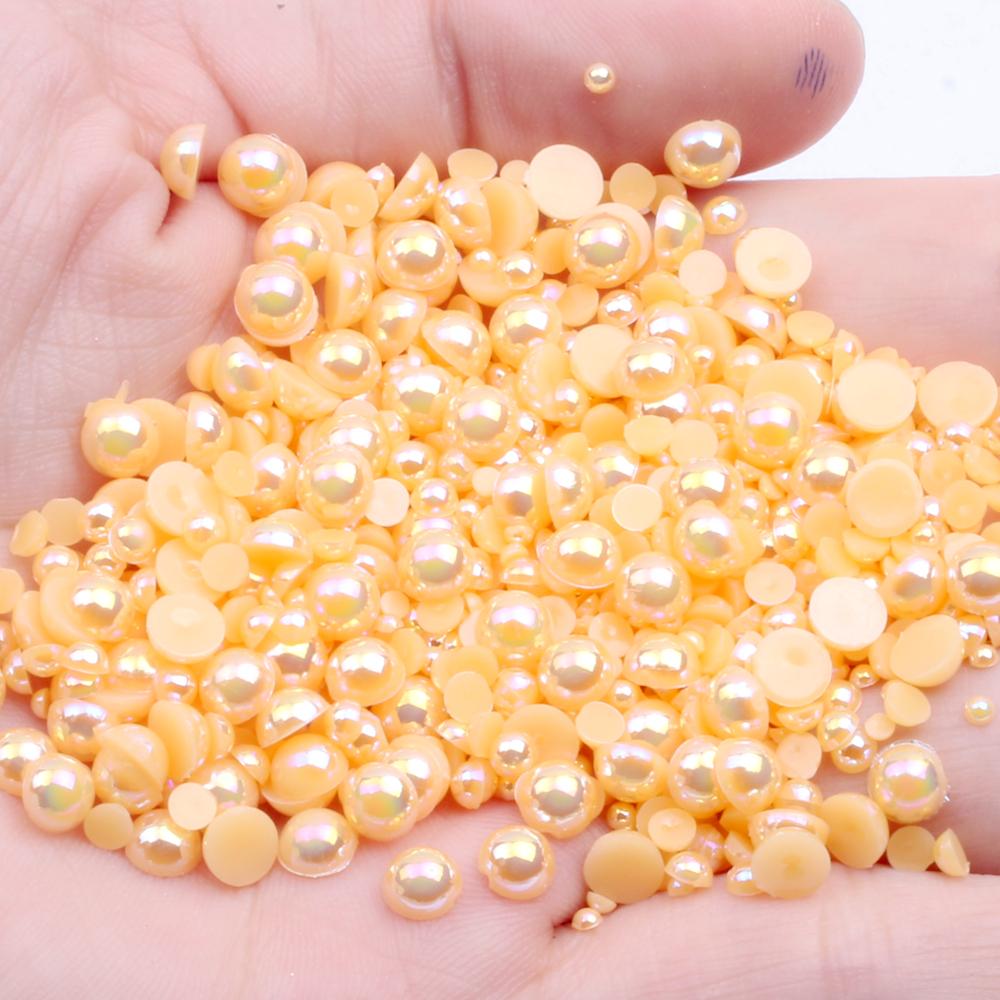 Resin Half Round Flatback Beads 2-6mm Mix Size Glue on Loose Rhinestones for Clothes Dresses DIY Crafts Scrapbook Decoration